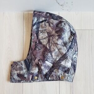 HTC Camo Hood Detachable Snap On Unisex OSFM Brown Green Hunting Fleece Lined